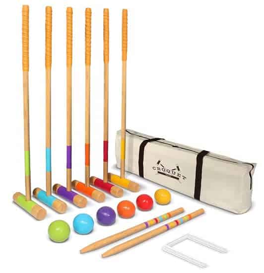 & Bag Outdoor Backyard Lawn Croquette Game for Kids &  Adults CLCROQ-GM-00152 Driveway Games Portable Croquet Set.Wood Mallets Balls